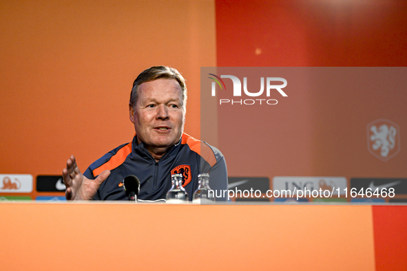 Netherlands trainer coach Ronald Koeman participates in the match training and press conference for the Netherlands on October 7, 2024, at t...