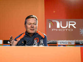 Netherlands trainer coach Ronald Koeman participates in the match training and press conference for the Netherlands on October 7, 2024, at t...