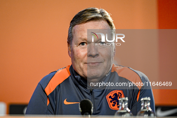 Netherlands trainer coach Ronald Koeman participates in the match training and press conference for the Netherlands on October 7, 2024, at t...