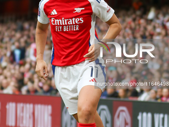 Arsenal's Katie McCabe participates in the Barclays FA Women's Super League match between Arsenal and Everton at the Emirates Stadium in Lon...