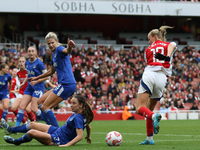 Clare Wheeler of Everton positions herself in the way of the ball during the Barclays FA Women's Super League match between Arsenal and Ever...