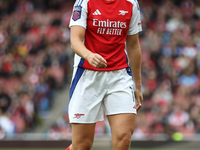 Arsenal's Katie McCabe participates in the Barclays FA Women's Super League match between Arsenal and Everton at the Emirates Stadium in Lon...