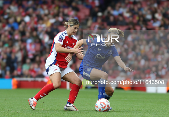 Arsenal's Kyra Cooney Cross chases Everton during the Barclays FA Women's Super League match between Arsenal and Everton at the Emirates Sta...