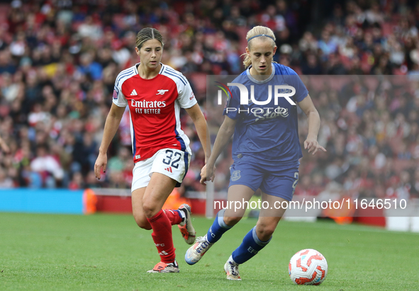 Arsenal's Kyra Cooney Cross chases Everton during the Barclays FA Women's Super League match between Arsenal and Everton at the Emirates Sta...