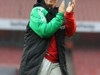 Katie McCabe of Arsenal thanks the fans after the Barclays FA Women's Super League match between Arsenal and Everton at the Emirates Stadium...