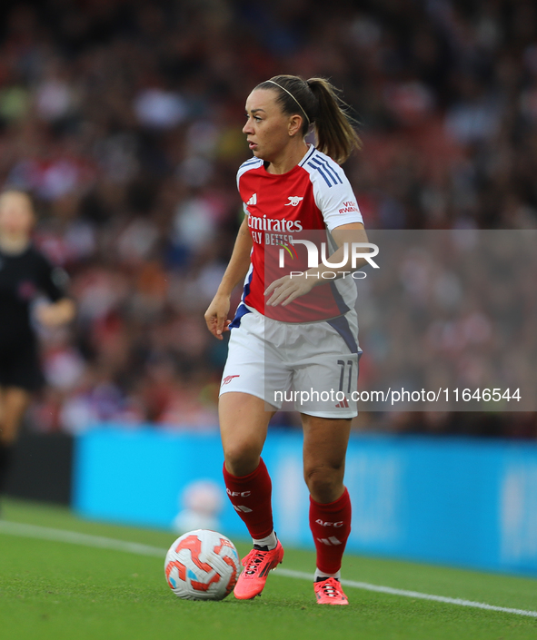 Katie McCabe participates in the Barclays FA Women's Super League match between Arsenal and Everton at the Emirates Stadium in London, Engla...