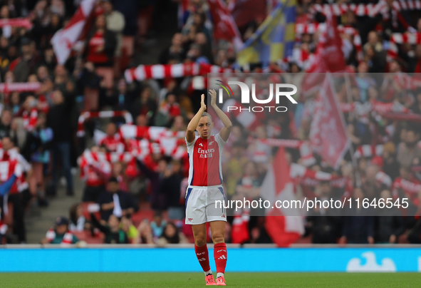 Katie McCabe of Arsenal stands before the Barclays FA Women's Super League match between Arsenal and Everton at the Emirates Stadium in Lond...