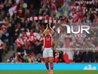 Katie McCabe of Arsenal stands before the Barclays FA Women's Super League match between Arsenal and Everton at the Emirates Stadium in Lond...