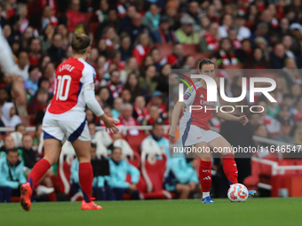 Lotte Wobben Moy of Arsenal plays during the Barclays FA Women's Super League match between Arsenal and Everton at the Emirates Stadium in L...