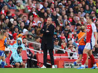 Jonas Eidevall is the Arsenal Manager during the Barclays FA Women's Super League match between Arsenal and Everton at the Emirates Stadium...