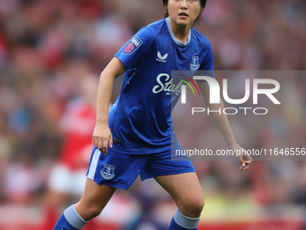 Honoka Hayashi of Everton participates in the Barclays FA Women's Super League match between Arsenal and Everton at the Emirates Stadium in...