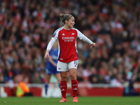 Arsenal Captain Kim Little participates in the Barclays FA Women's Super League match between Arsenal and Everton at the Emirates Stadium in...