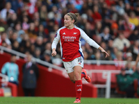 Arsenal Captain Kim Little participates in the Barclays FA Women's Super League match between Arsenal and Everton at the Emirates Stadium in...