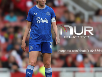 Everton Captain Megan Finnigan participates in the Barclays FA Women's Super League match between Arsenal and Everton at the Emirates Stadiu...