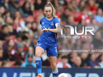 Everton's Captain Megan Finnigan participates in the Barclays FA Women's Super League match between Arsenal and Everton at the Emirates Stad...