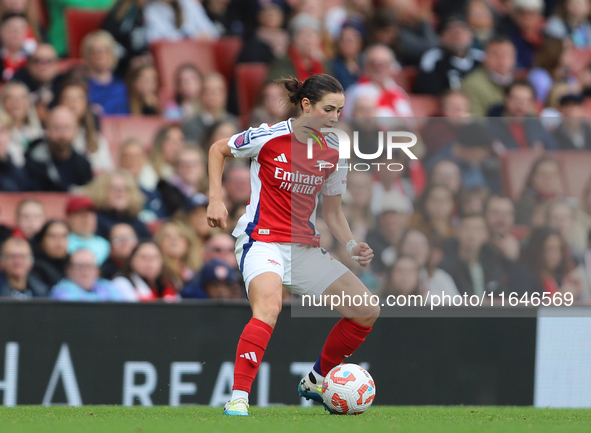 Arsenal's Laia Codina participates in the Barclays FA Women's Super League match between Arsenal and Everton at the Emirates Stadium in Lond...