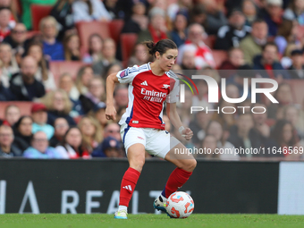 Arsenal's Laia Codina participates in the Barclays FA Women's Super League match between Arsenal and Everton at the Emirates Stadium in Lond...