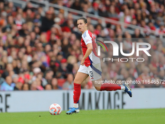 Arsenal's Lotte Wubben Moy participates in the Barclays FA Women's Super League match between Arsenal and Everton at the Emirates Stadium in...