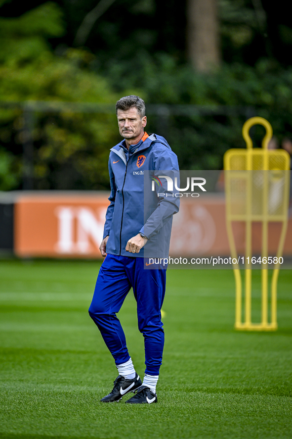 Netherlands assistant trainer Wim Jonk is present during the match training and press conference for the Netherlands on October 7, 2024, at...