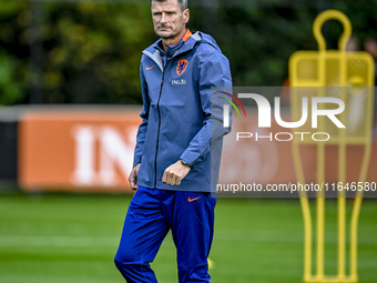 Netherlands assistant trainer Wim Jonk is present during the match training and press conference for the Netherlands on October 7, 2024, at...