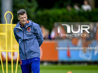 Netherlands assistant trainer Wim Jonk is present during the match training and press conference for the Netherlands on October 7, 2024, at...