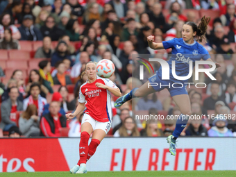 Arsenal's Beth Mead kicks the ball during the Barclays FA Women's Super League match between Arsenal and Everton at the Emirates Stadium in...