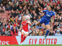 Arsenal's Beth Mead kicks the ball during the Barclays FA Women's Super League match between Arsenal and Everton at the Emirates Stadium in...