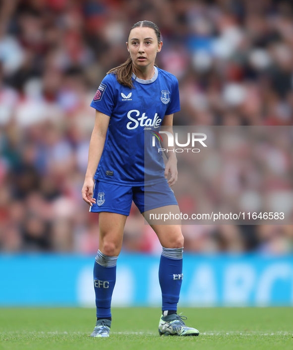 Clare Wheeler of Everton participates in the Barclays FA Women's Super League match between Arsenal and Everton at the Emirates Stadium in L...