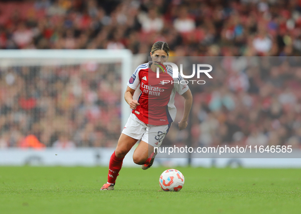 Kyra Cooney Cross of Arsenal participates in the Barclays FA Women's Super League match between Arsenal and Everton at the Emirates Stadium...