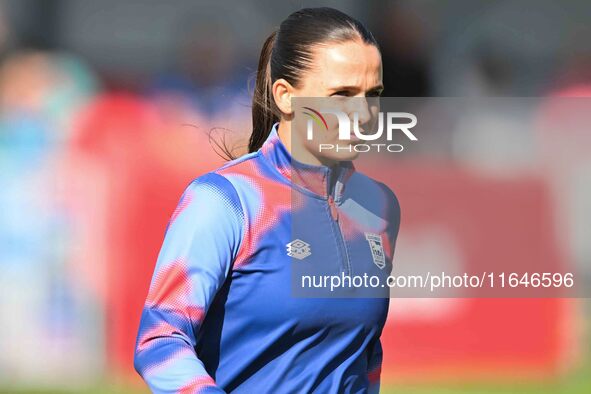 Megan Wearing, 20, from Ipswich, warms up during the FA Women's Premier League Premier Division match between Ipswich Town Women and Watford...