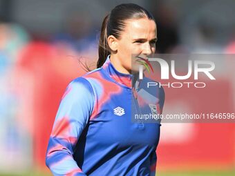 Megan Wearing, 20, from Ipswich, warms up during the FA Women's Premier League Premier Division match between Ipswich Town Women and Watford...