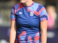 Evie Williams, 22, from Ipswich, warms up during the FA Women's Premier League Premier Division match between Ipswich Town Women and Watford...