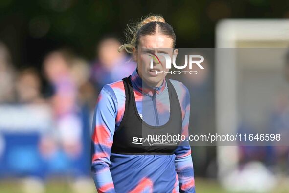 Grace Garrad, 5, from Ipswich, warms up during the FA Women's Premier League Premier Division match between Ipswich Town Women and Watford W...