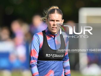 Grace Garrad, 5, from Ipswich, warms up during the FA Women's Premier League Premier Division match between Ipswich Town Women and Watford W...