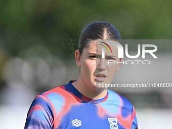 Evie Williams, 22, from Ipswich, warms up during the FA Women's Premier League Premier Division match between Ipswich Town Women and Watford...