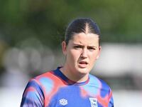 Evie Williams, 22, from Ipswich, warms up during the FA Women's Premier League Premier Division match between Ipswich Town Women and Watford...