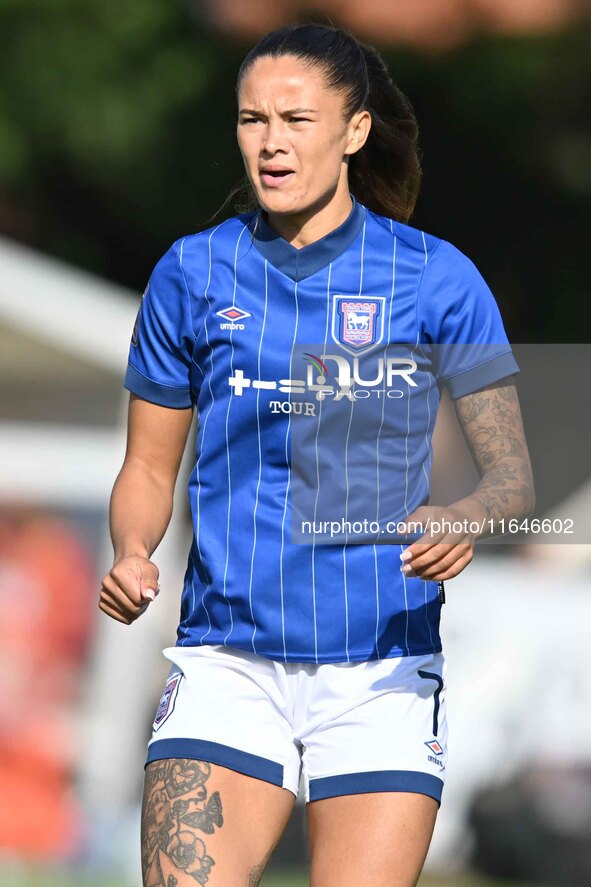 Natasha Thomas (7 Ipswich) is in action during the FA Women's Premier League Premier Division between Ipswich Town Women and Watford Women a...