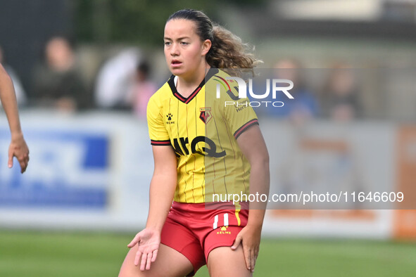 Elkie Bowyer (11 Watford) gestures during the FA Women's Premier League Premier Division match between Ipswich Town Women and Watford Women...