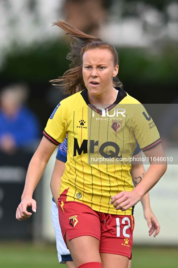 Ellie Head, 12, from Watford, participates in the FA Women's Premier League Premier Division match between Ipswich Town Women and Watford Wo...