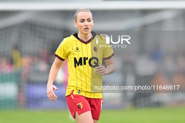 Sophie Mclean (6 Watford) is in action during the FA Women's Premier League Premier Division between Ipswich Town Women and Watford Women at...