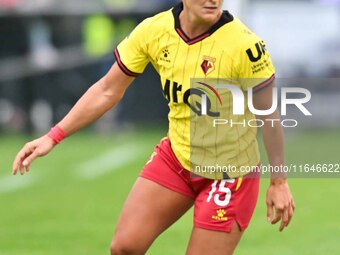 Andria Georgiou, 15, from Watford, controls the ball during the FA Women's Premier League Premier Division match between Ipswich Town Women...