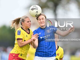 Megan Wearing from Ipswich, age 20, is challenged by Jessie Gale from Watford, age 24, during the FA Women's Premier League Premier Division...