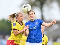 Megan Wearing from Ipswich, age 20, is challenged by Jessie Gale from Watford, age 24, during the FA Women's Premier League Premier Division...