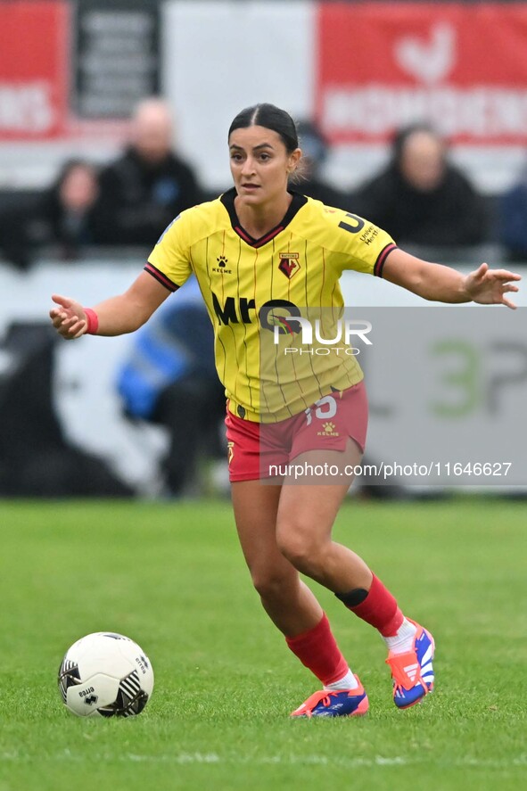 Andria Georgiou, 15, from Watford, controls the ball during the FA Women's Premier League Premier Division match between Ipswich Town Women...