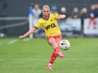 Jessie Gale, 24, from Watford, passes the ball during the FA Women's Premier League Premier Division match between Ipswich Town Women and Wa...