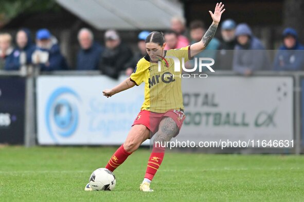 Coral Jade Haines, 23, from Watford, shoots during the FA Women's Premier League Premier Division match between Ipswich Town Women and Watfo...