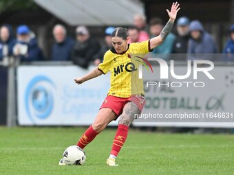 Coral Jade Haines, 23, from Watford, shoots during the FA Women's Premier League Premier Division match between Ipswich Town Women and Watfo...