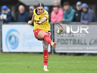 Coral Jade Haines, 23, from Watford, shoots during the FA Women's Premier League Premier Division match between Ipswich Town Women and Watfo...