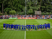 A minute of silence takes place before the training for Johan Neeskens during the match training and press conference for the Netherlands on...