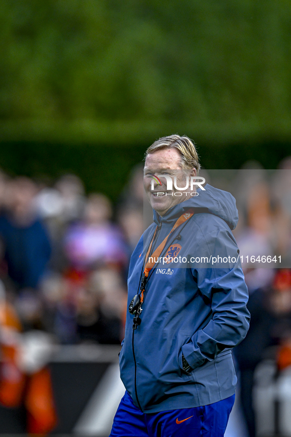 Netherlands trainer coach Ronald Koeman participates in the match training and press conference for the Netherlands on October 7, 2024, at t...